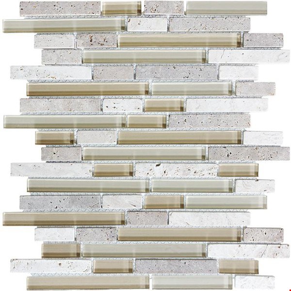 Anatolia Bliss Glass Stone Blend Linear Mosaic 5/8" x Random : Creme Brulee 35-014