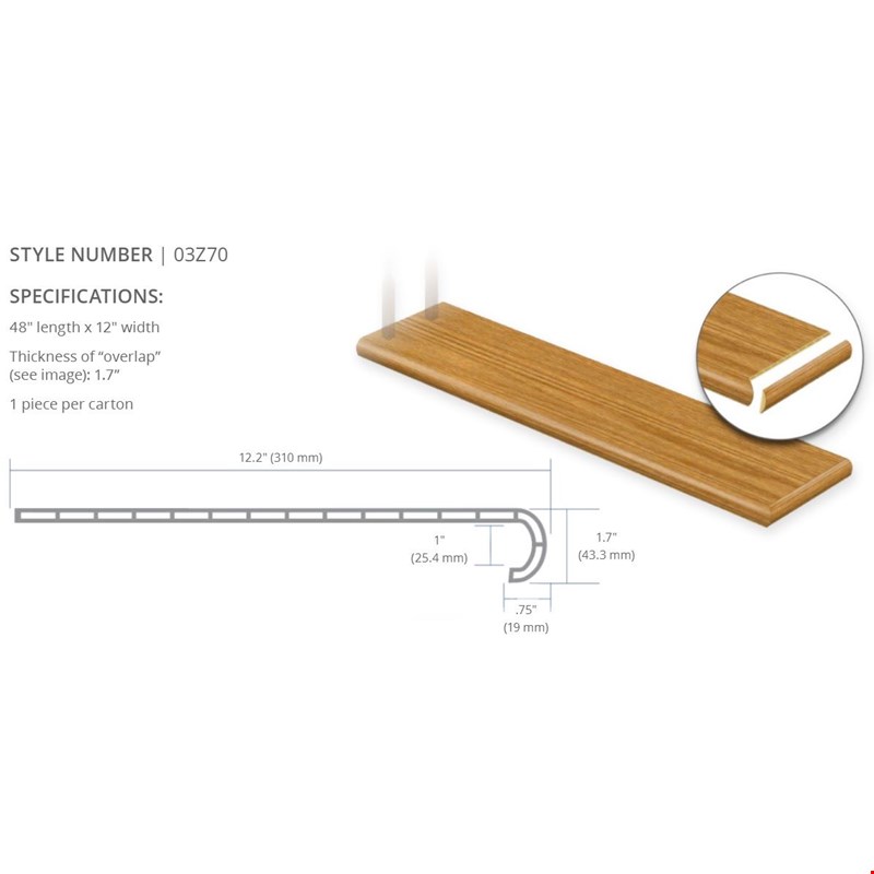 Shaw Floorte Pro 720C Plus HD Stair Treadz Center: Cross Sawn Pine Antique Pine 47" Long LVCTR 5006