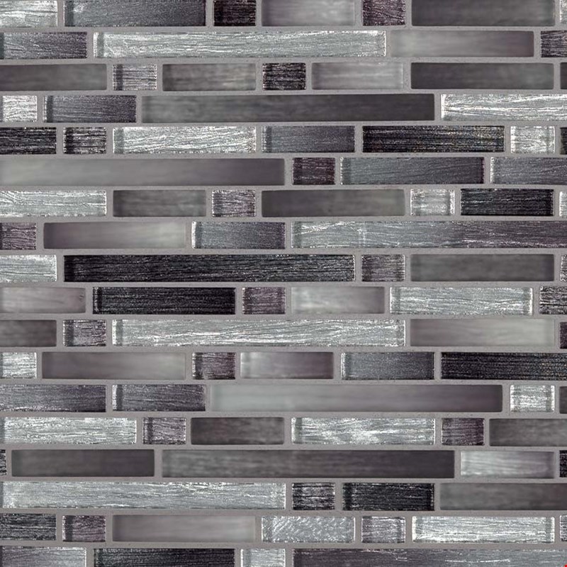 MS International Akaya Interlocking Pattern Glass Mosaic 12" x 11.75" : Nero SMOT-GLSIL-AKANER8MM