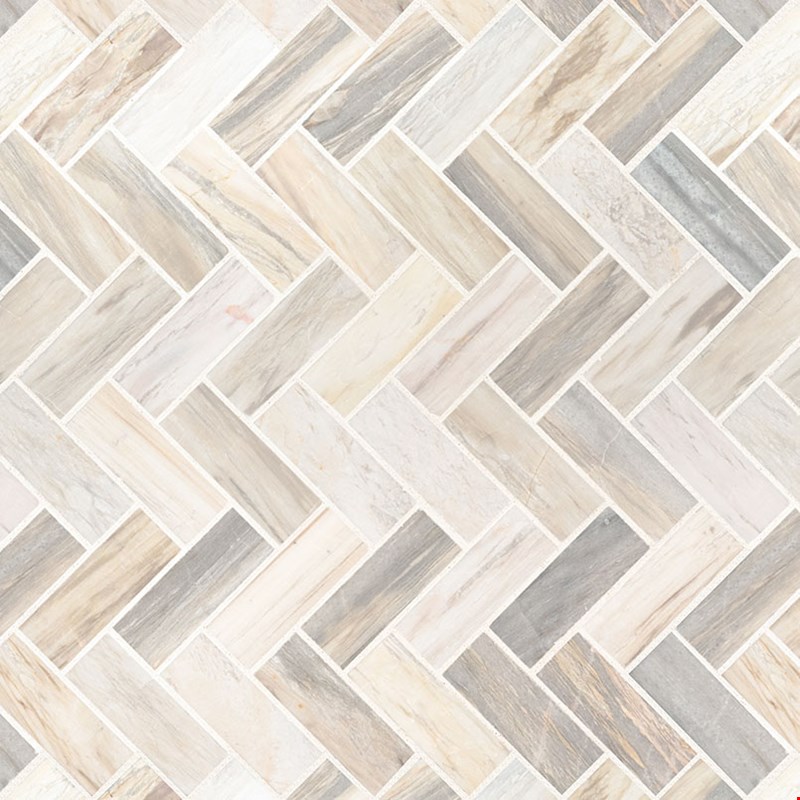 MS International Angora Herringbone Pattern Marble Mosaic 12" x 12" : SMOT-ANGORA-HBP