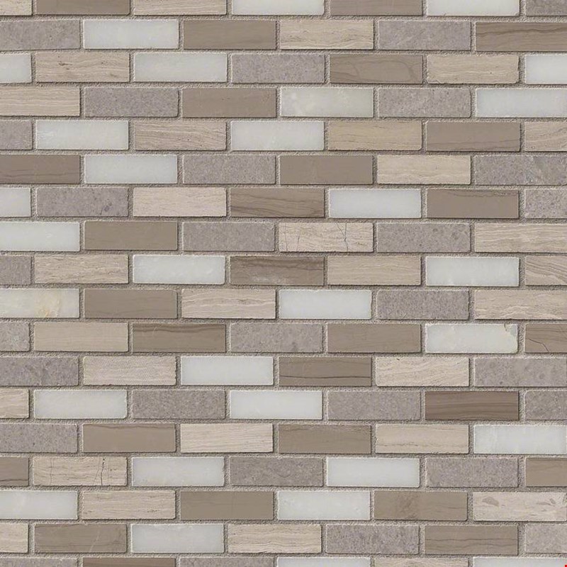 MS International Arctic Storm Brick Pattern 0.625" x 2" Marble Mosaic : SMOT-AS-10MM