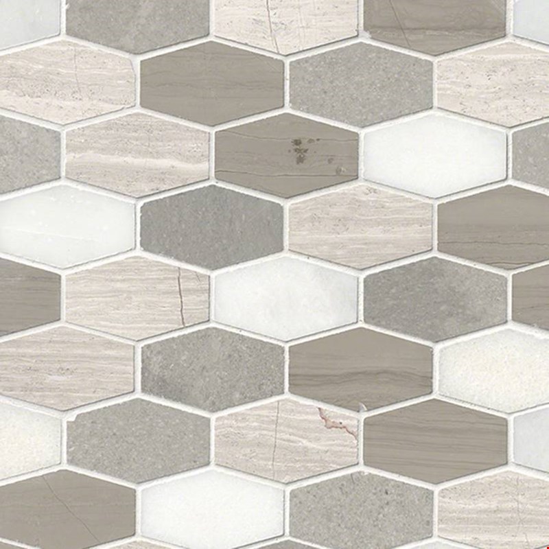 MS International Bellagio Blend Elongated Octagon Mosaic 12" x 12" : SMOT-BELBLND-HEXEL10MM