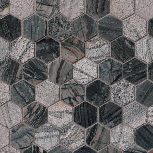 MS International Henley 2 Hexagon Mosaic 12" x 12" : SMOT-HENLEY-2HEX