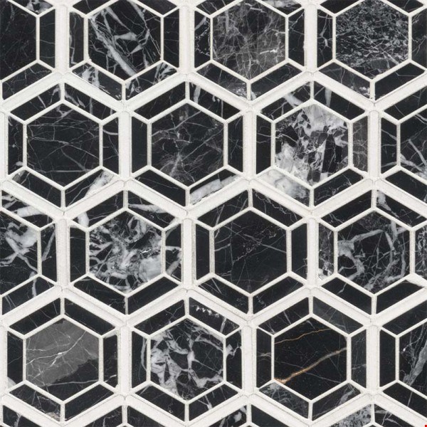MS International Hexagono Nero Mosaic 12" x 12" : SMOT-HEXGON-NEROP