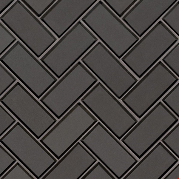 MS International Metallic Gray Bevel Herringbone Mosaic 12" x 12" : SMOT-GLS-MEGRBEHB8MM
