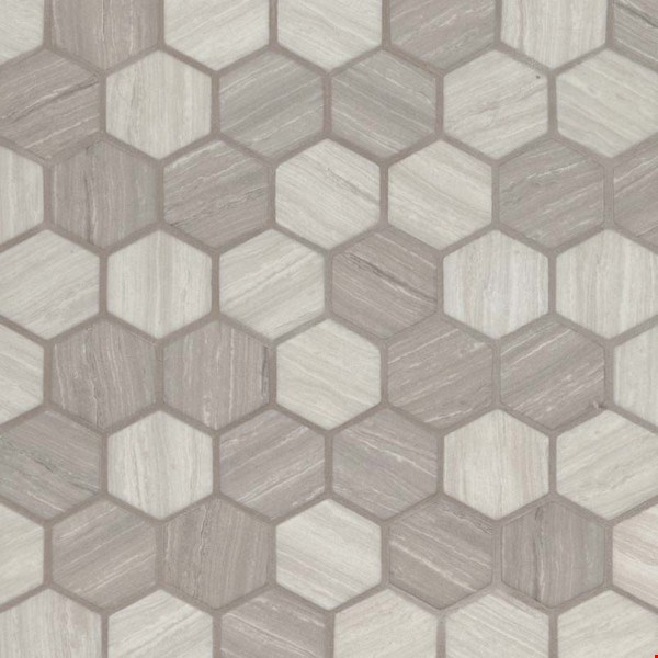 MS International Silva Oak 2" Hexagon Mosaic 12" x 12" : SMOT-GLS-SILVA6MM