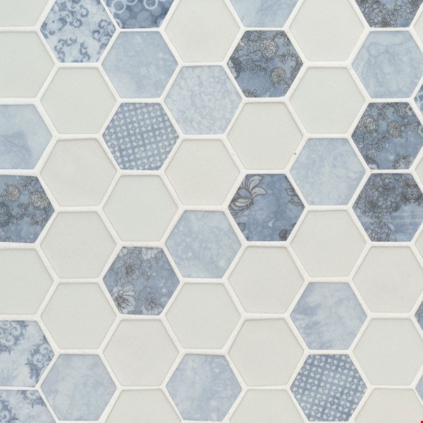 MS International Vista Azul Hexagon Mosaic 12" x 12" : SMOT-GLS-VISAZU6MM
