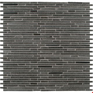 MS International Hatch Blue Bamboo Pattern Basalt Mosaic 12" x 12" : SMOT-BSLTB-BMP10MM