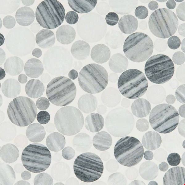 MS International Rio Lago Pebbles Collection: Alaska Gray 12" x 12" Polished Pebble Mosaic SMOT-PEB-ALGRY