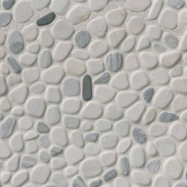 MS International Rio Lago Pebbles Collection: Black and White 11" x 11" Tumbled Pebble Mosaic THDW1-SH-PEB