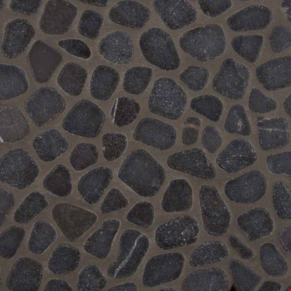 MS International Rio Lago Pebbles Collection: Black Marble 11" x 11" Tumbled Pebble Mosaic SMOT-PEB-BLK