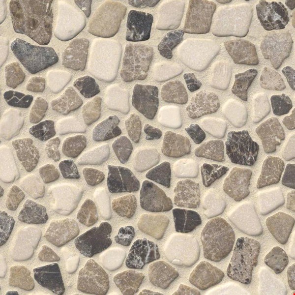 MS International Rio Lago Pebbles Collection: Mix Marble 11" x 11" Tumbled Pebble Mosaic SMOT-PEB-MIXMAR