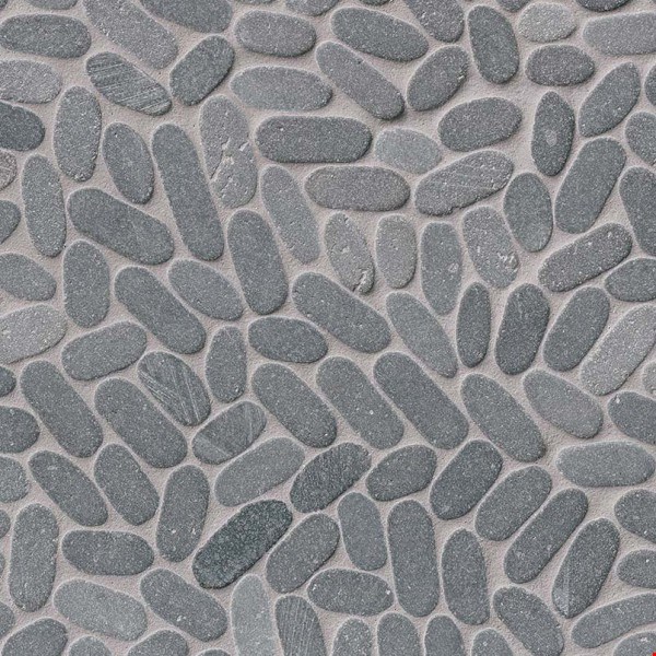 MS International Rio Lago Pebbles Collection: Coal 12" x 12" Sliced Pebble Mosaic SMOT-PEB-COAL