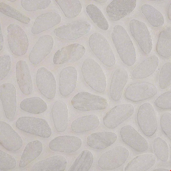 MS International Rio Lago Pebbles Collection: White Marble 11" x 11" Tumbled Pebble Mosaic SMOT-PEB-WHT