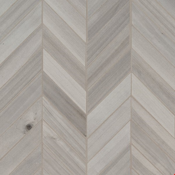 MS International Havenwood: Platinum 12" x 15" Porcelain Chevron Mosaic NHAVPLACHE12X15
