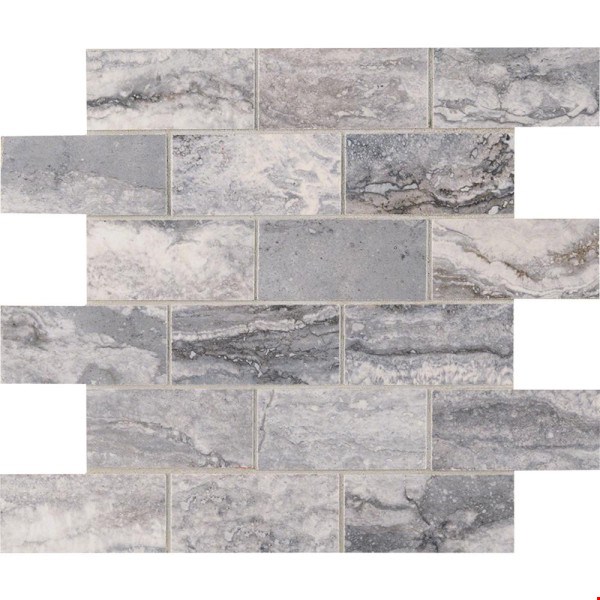 MS International Pietra: Bernini Carbone 2" x 4" Porcelain Mosaic NPIEBERCAR2X4P