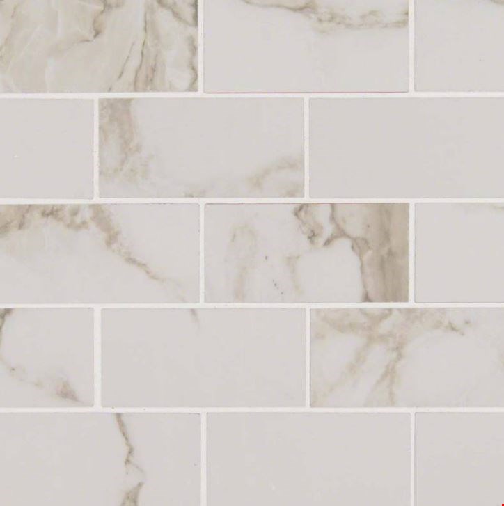 MS International Pietra: Calacatta 2" x 4" Porcelain Mosaic NPIECAL2X4P