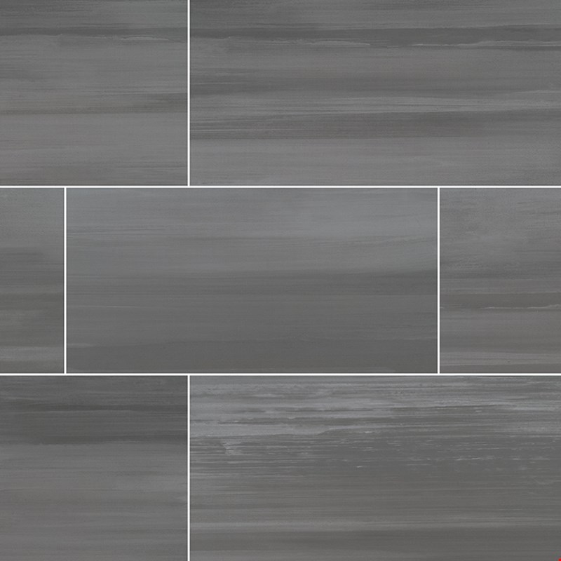 MS International Watercolor: Graphite 12" x 24" Porcelain Tile NWATGRA1224