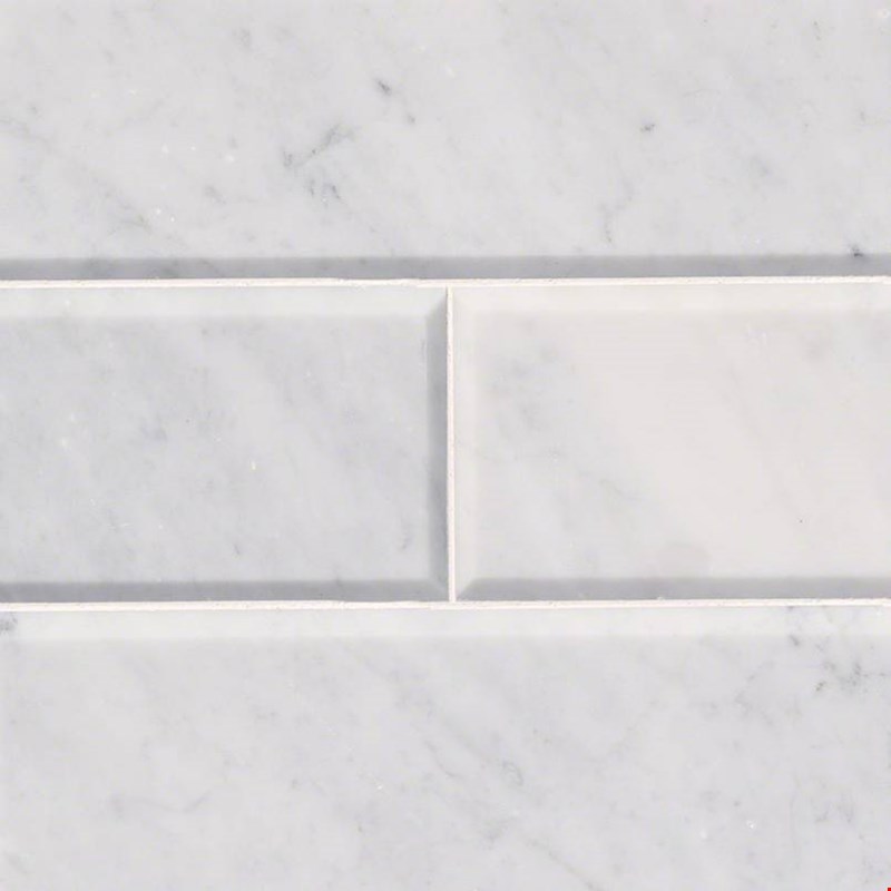 MS International Marble: Arabescato Carrara 4" x 12" Honed Beveled Marble Tile TARACAR412HB