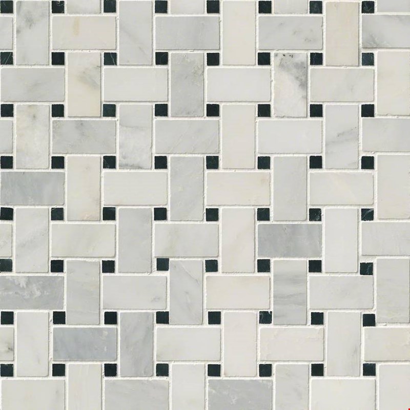 MS International Marble: Arabescato Carrara 12" x 12" Basketweave Marble Mosaic SMOT-ARA-BWP