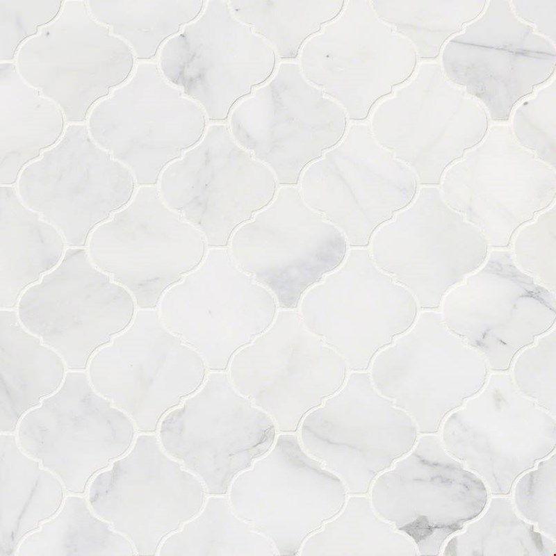 MS International Marble: Calacatta Cressa 12" x 12" Arabesque Marble Mosaic SMOT-CALCRE-ARABESQ