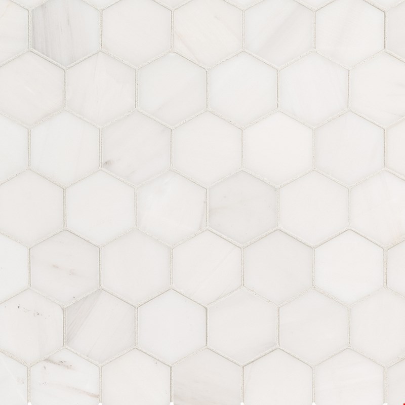 MS International Marble: Bianco Dolomite 2" Hexagon Marble Mosaic SMOT-BIANDOL-2HEXP