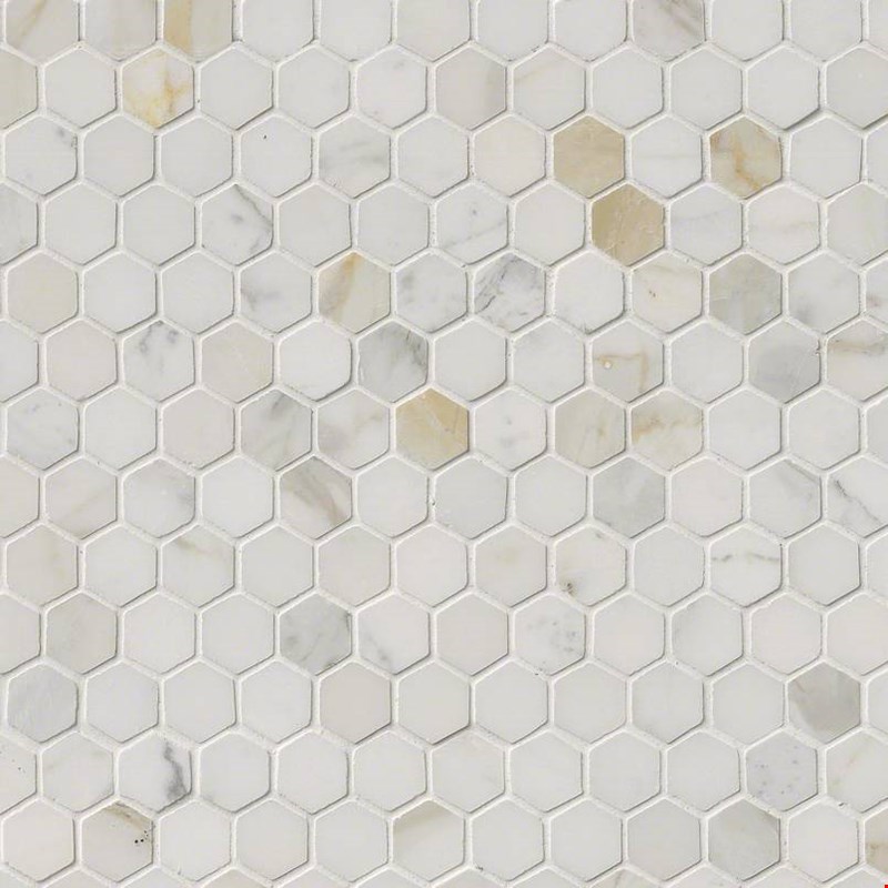MS International Marble: Calacatta Gold 1" Hexagon Marble Mosaic SMOT-CALAGOLD-1HEX