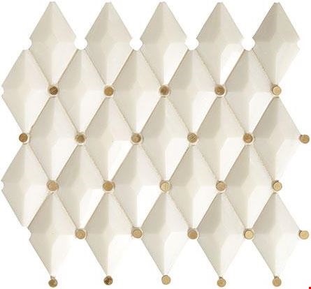 Marazzi Castellina: White/Brass 13" x 12" Polished Harlequin Mosaic CT58HARLMS1P