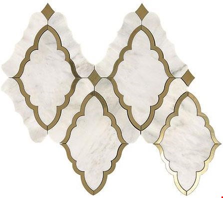 Marazzi Castellina: White/Brass 16" x 14" Polished Baroque Mosaic CT59BAROQUEMS1P