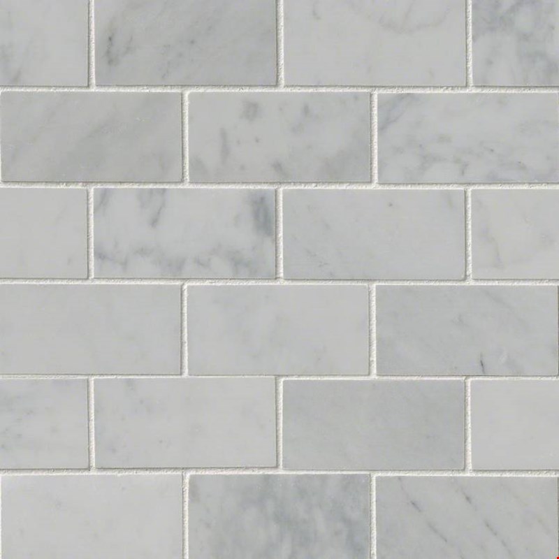 MS International Marble: Carrara White 2" x 4" Marble Mosaic SMOT-CAR-2X4P