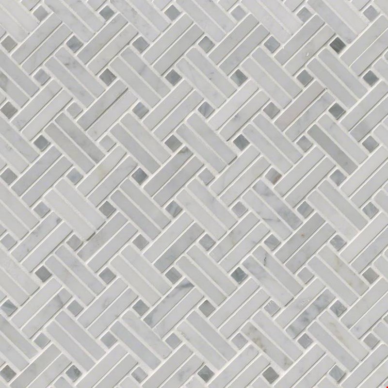MS International Marble: Carrara White 12" x 12" Basketweave Marble Mosaic SMOT-CAR-BW2P