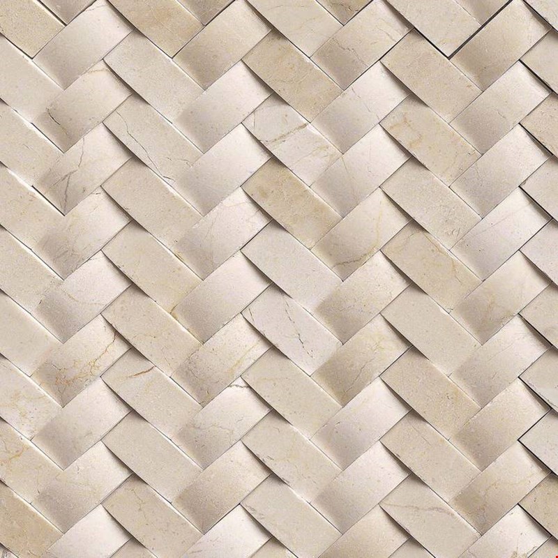 MS International Marble: Crema Marfil 12" x 12" Herringbone Arched Marble Mosaic SMOT-ARCH-CREM-HBP