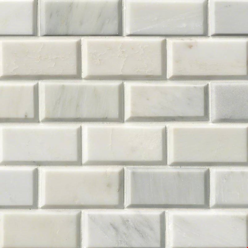 MS International Marble: Greecian White 2" x 4" Beveled Marble Mosaic SMOT-GRE-2X4PB