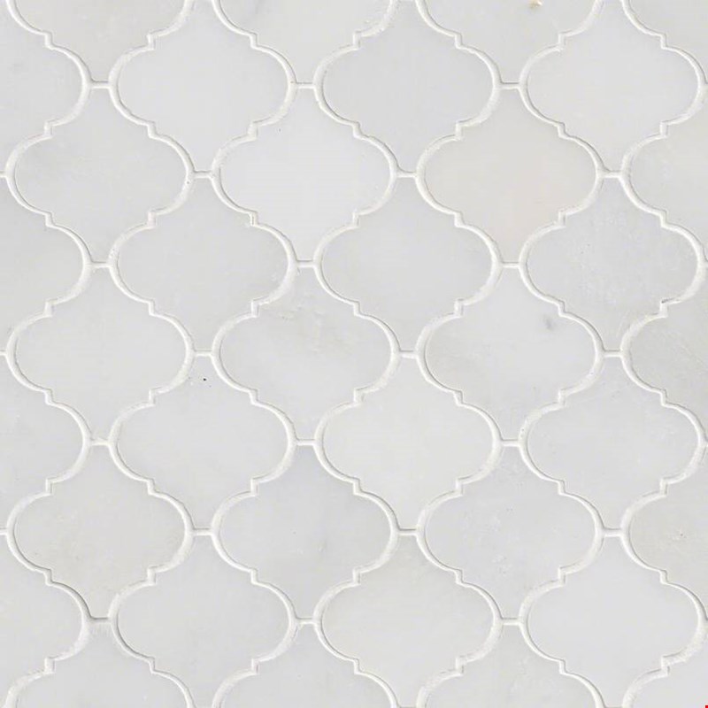 MS International Marble: Greecian White 12" x 12" Arabesque Marble Mosaic SMOT-GRE-AREBESQ