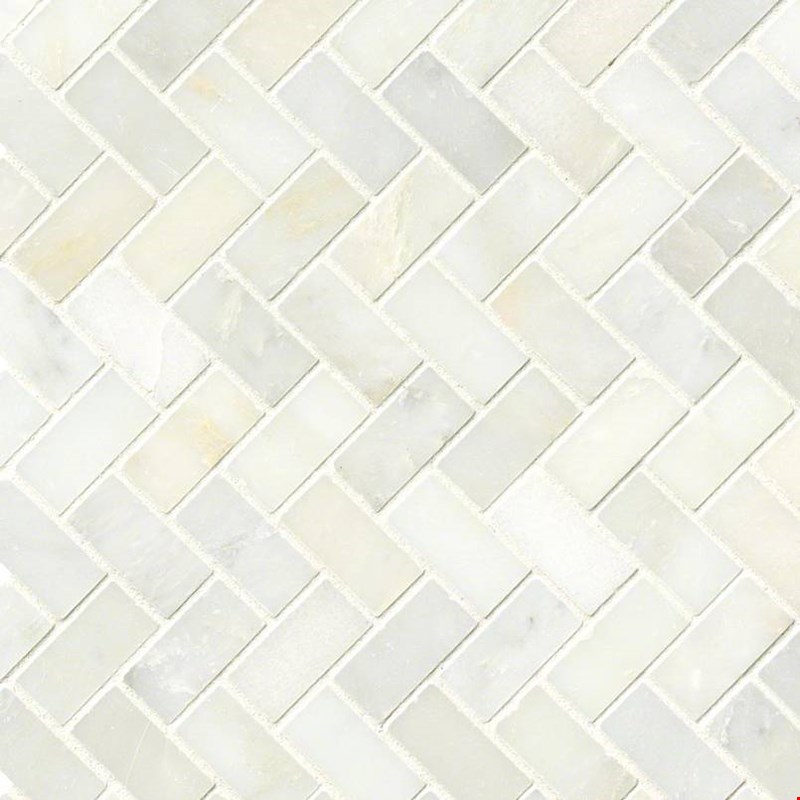 MS International Marble: Greecian White 12" x 12" Herringbone Marble Mosaic SMOT-GRE-HBP