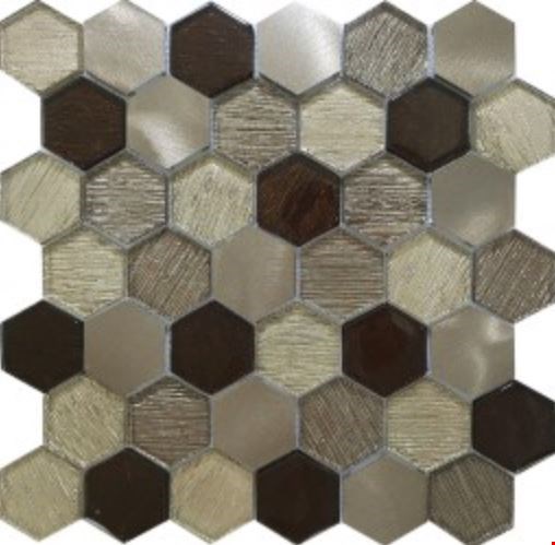 Glass Tile & Stone Hexagon Metallic Fabric Series Mosaic 12" x 12" : AL4563