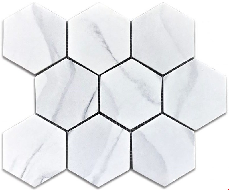 Glass Tile & Stone Artistic Recycled Glass Marble Series: 4" Hexagon RGAL0523