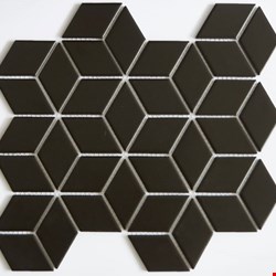 Glass Tile & Stone Glazed Porcelain Mosaic Diamond Series: Black 12