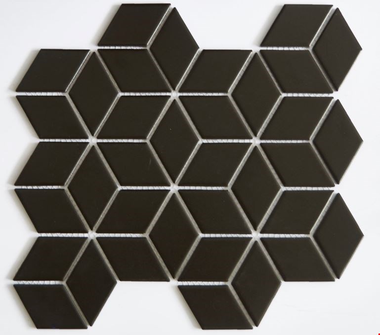 Glass Tile & Stone Glazed Porcelain Mosaic Diamond Series: Black 12" x 12" GPMD1817