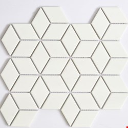 Glass Tile & Stone Glazed Porcelain Mosaic Diamond Series: White 12