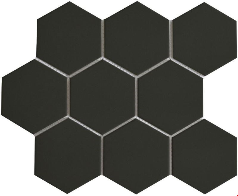 Glass Tile & Stone Glazed Porcelain Mosaic 4" Hexagon Series: Black 12" x 12" GPMH1800