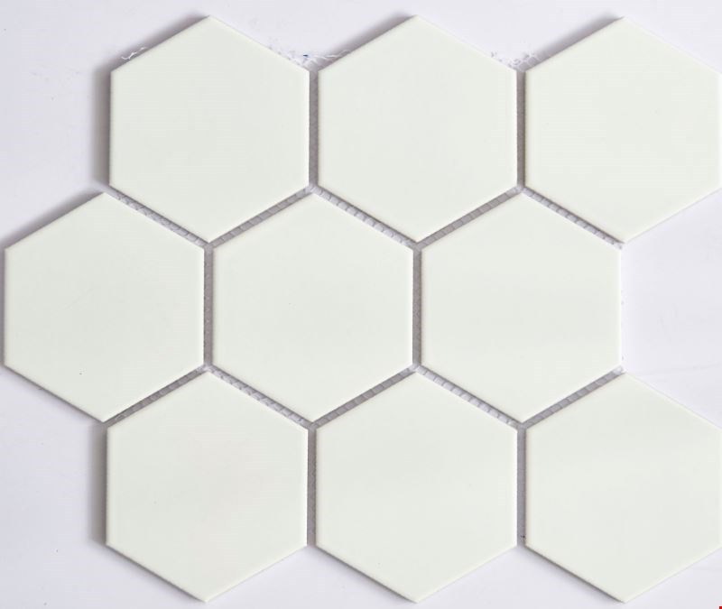 Glass Tile & Stone Glazed Porcelain Mosaic 4" Hexagon Series: White 12" x 12" GPMH1803